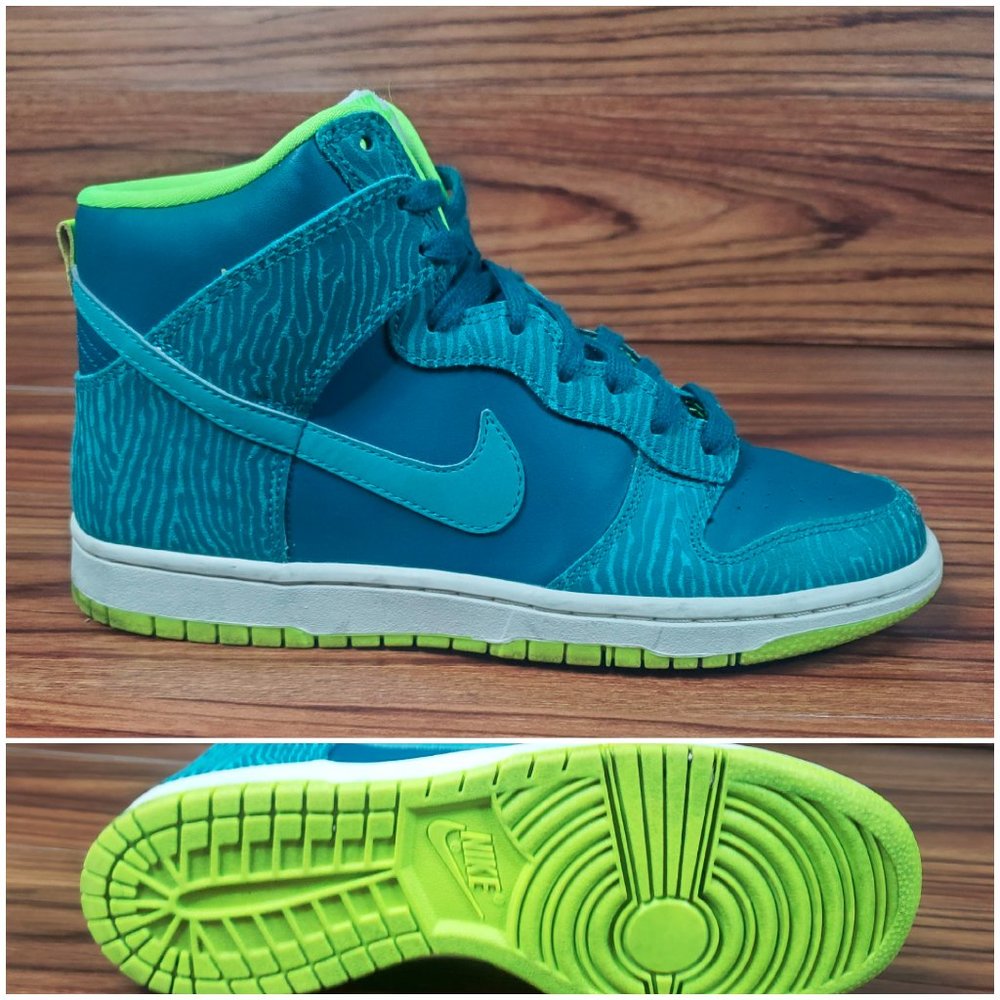 Nike Dunk air force Hi Skinny Print Dark Sea Mineral Teal Green Women’s size 9